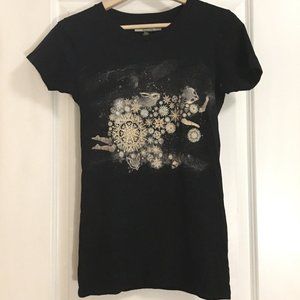Threadless 'Hibernate' Winter Christmas Graphic Tee Medium Black